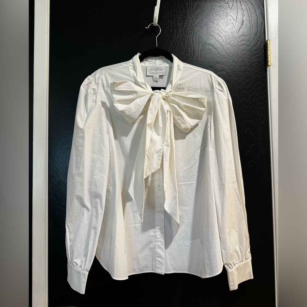 Anthropologie x Mare Mare White Bow Collar Blouse - Size XL - NWT